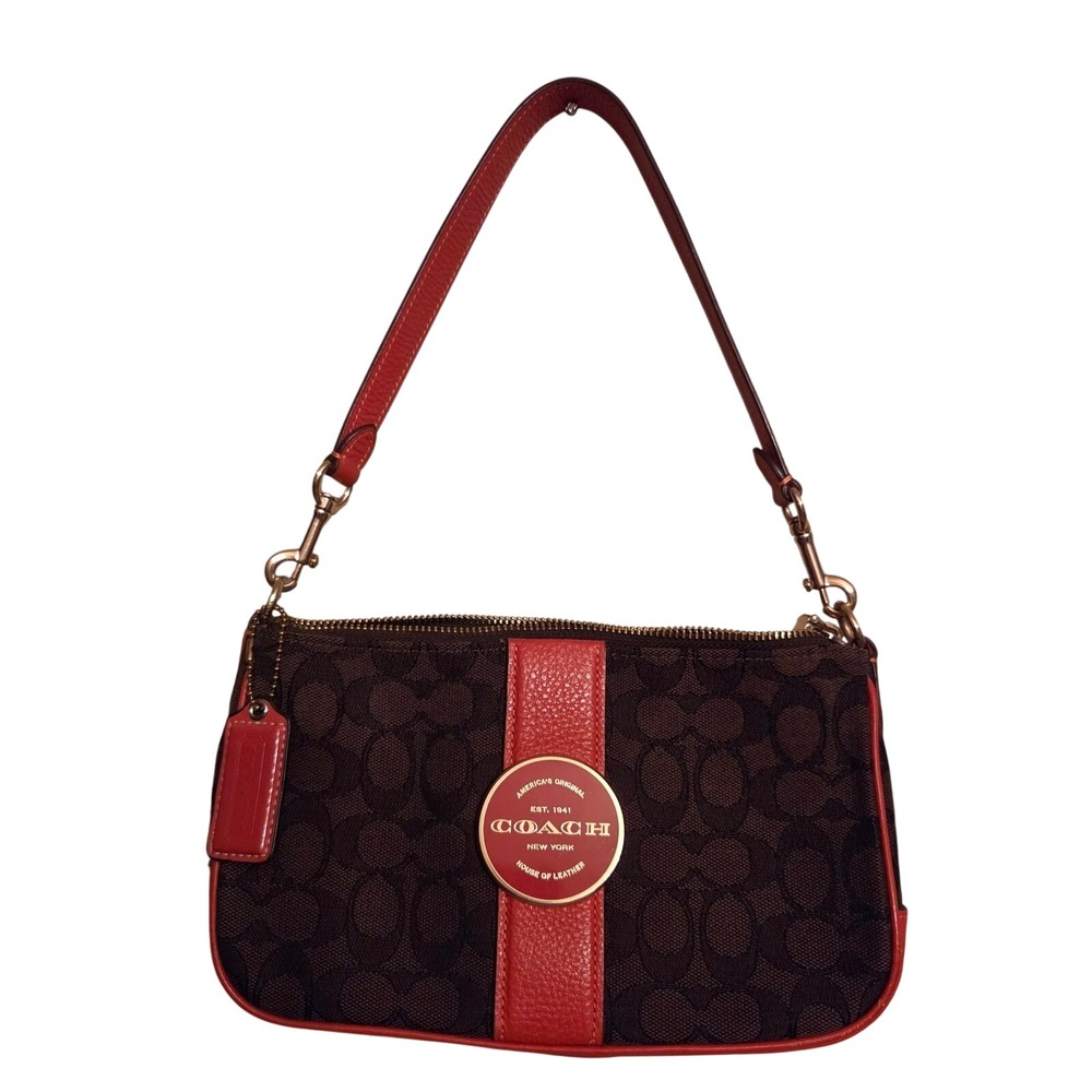 Coach Lonnie In Signature Jacquard Women's Brown Orange Monogram C8306 - Picture 1 of 14